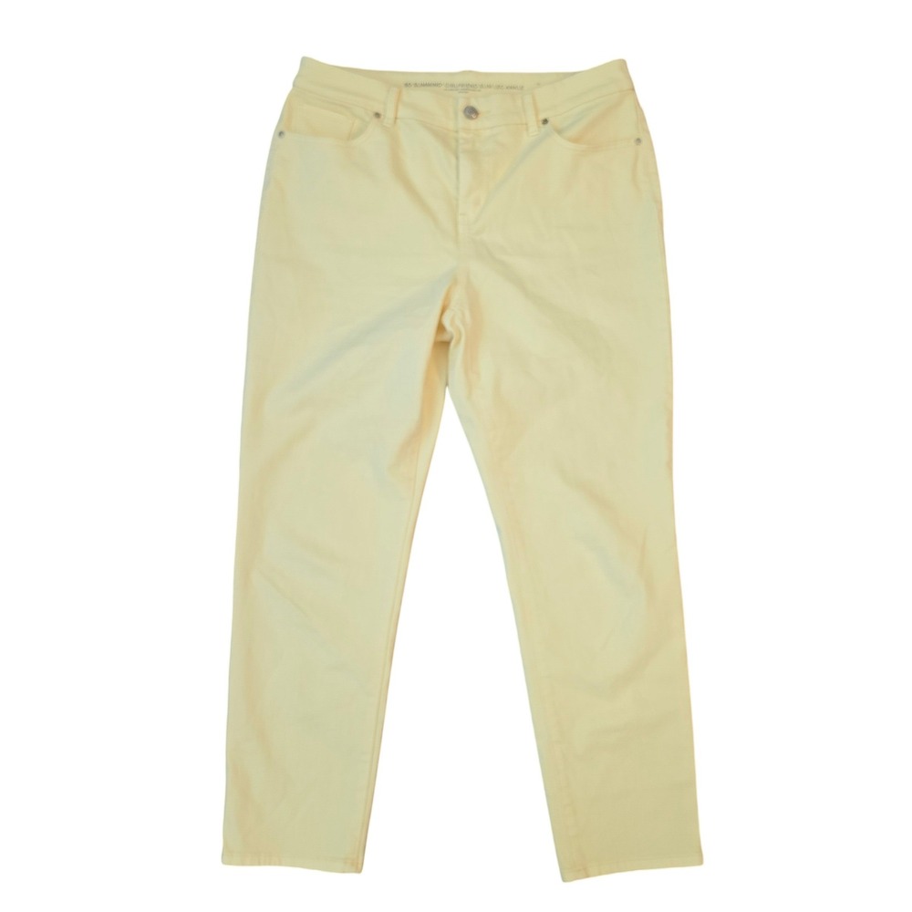 Chico's NWOT So Slimming Girlfriend Slim Leg Ankle Jeans Pale Yellow Sz 1.5R 10R - Picture 2 of 7